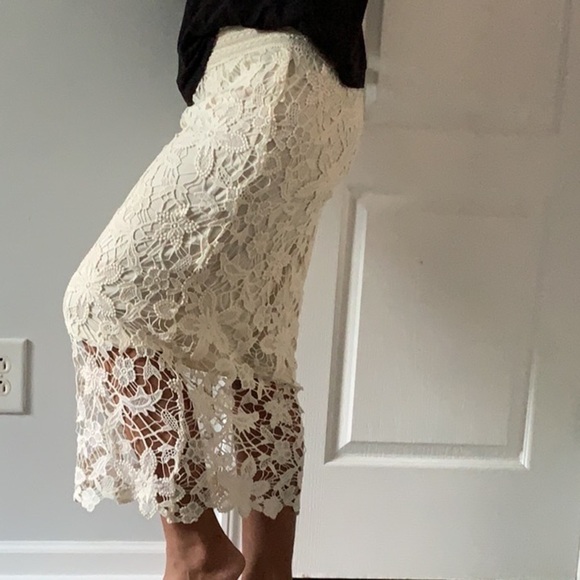 Adiva cream crochet skirt size m NWT bohemian Victorian vintage style beach - Picture 11 of 11